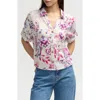 Nvlt Short Sleeve Crop Button-up Shirt In Tropical Pink
