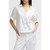 Nvlt Short Sleeve Crop Button-up Shirt In White