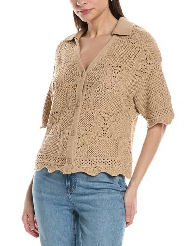 Nvlt Short Sleeve Wavy Crochet Shirt In Brown