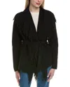 Nvlt Short Wrap Fringe Coatigan In Black