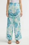 Nvlt Side Waist Tie Wide Leg Pants In Tropical Blue