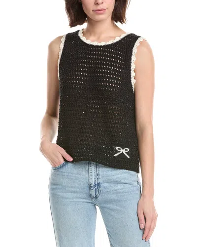 Nvlt Sleeveless Sequin Crochet Sweater In Black