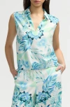 Nvlt Sleeveless Drawstring Hem Top In Tropical Blue