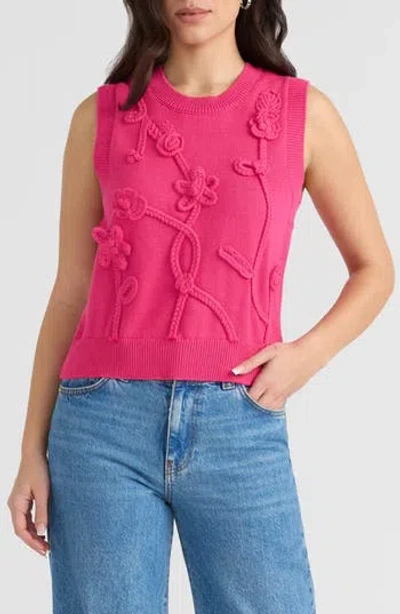 Nvlt Sleeveless Floral Appliqué Sweater In Pink