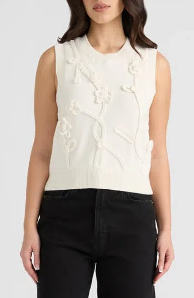 Nvlt Sleeveless Floral Appliqué Sweater In White
