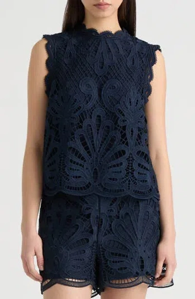 Nvlt Sleeveless Lace Top In Blue