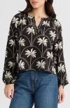 Nvlt Split Neck Challis Top In Black