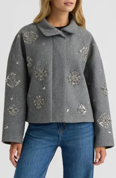Nvlt Starburst Faux Wool Cropped Jacket In Gray