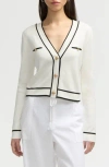Nvlt Stripe Crop Cardigan In White