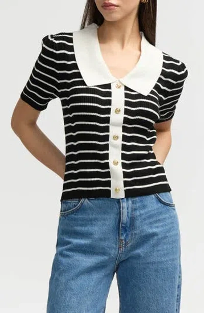 Nvlt Stripe Short Sleeve Cotton Blend Sweater In Multi