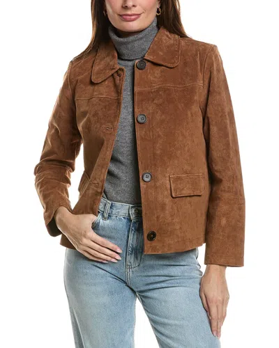 Nvlt Suede Trucker Jacket In Brown