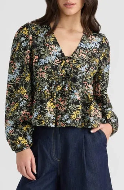 Nvlt Tie Peplum Top In Black