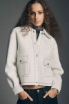 Nvlt Topstitch Knit Shacket Jacket In White