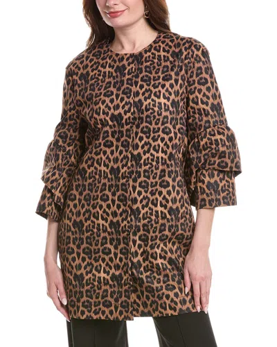 Nvlt Tulip Sleeve Leopard Jacket In Brown