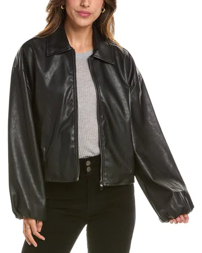Nvlt Vegan Leather Bomber Jacket In Black