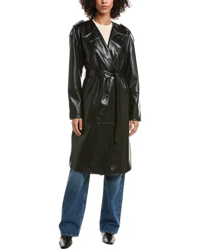 Nvlt Vegan-leather Trench Coat In Black