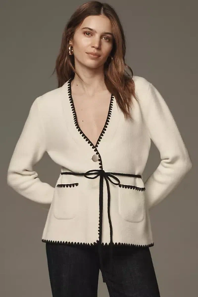 Nvlt Whipstitch Knit Blazer Jacket In White