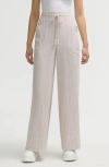 Nvlt Wide Leg Pants In Natural White Pinstripe