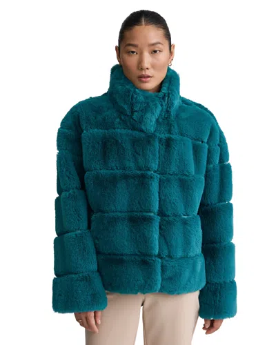 NVLT WOMEN'S BOLD STRIPE FAUX FUR EVA JACKET