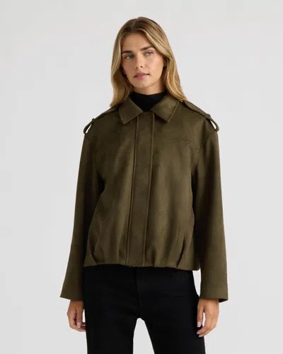 Nvlt Women's Bomber Jacket With Hem Pleats In Green