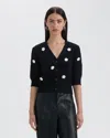 Nvlt Women's Button Front Cardigan With 3d Appliques In Black