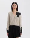 Nvlt Women's Button Front Cardigan With Lace In Gray