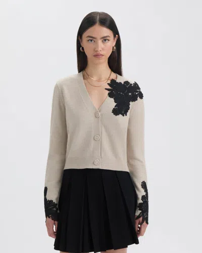 Nvlt Women's Button Front Cardigan With Lace In Gray