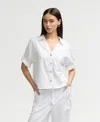 Nvlt Short Sleeve Crop Button-up Shirt In White