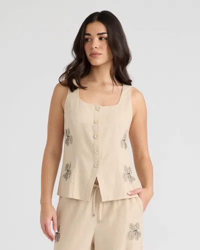 Nvlt Women's Button Front Embroidered Vest In Neutral