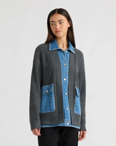 Nvlt Women's Cardigan With Denim Shirt Twofer In Blue