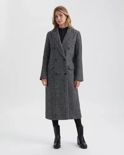 Nvlt Chevron Double Breasted Coat In Gray