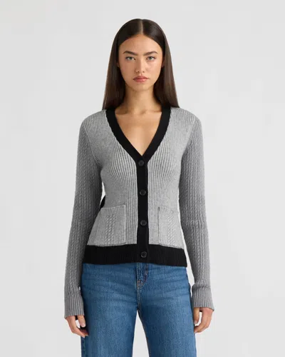 Nvlt Women's Color Block Cable Cardigan In Gray