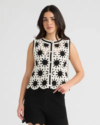 Nvlt Women's Crochet Button Front Vest In White