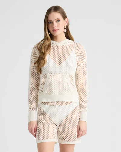 Nvlt Women's Crochet Hood Top And Short Set In White