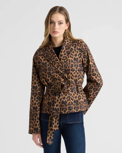 Nvlt Cropped Leopard Trench Coat In Animal Print