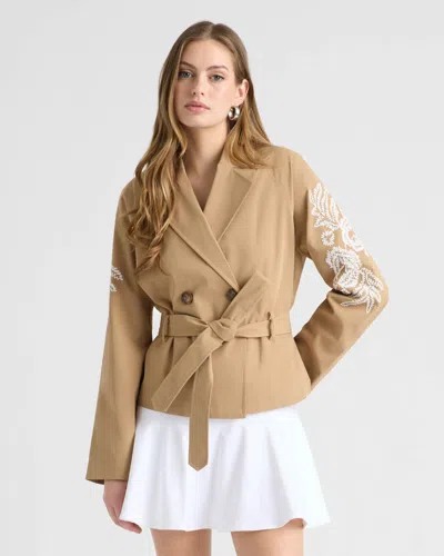 Nvlt Women's Cropped Trench Coat With Embroideries In Brown