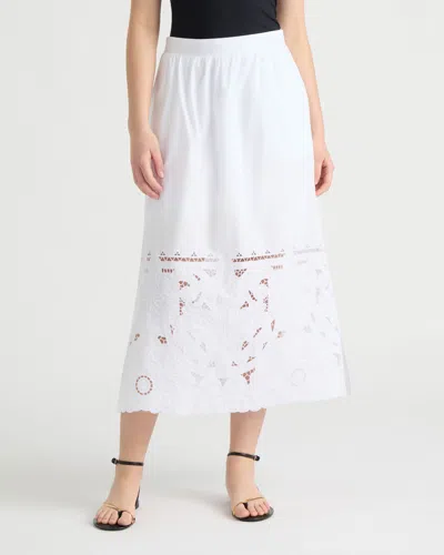 Nvlt Women's Embroidered Poplin Scallop Skirt In White