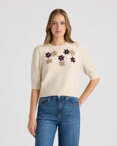 Nvlt Women's Embroidery Flower Sweater In Neutral