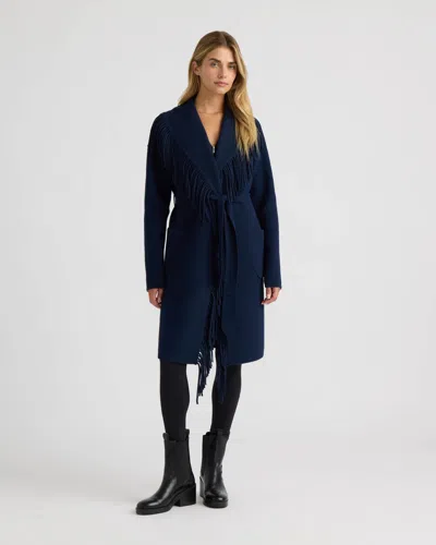 Nvlt Women's Eyelash Mink Wrap Fringe Coatigan In Blue