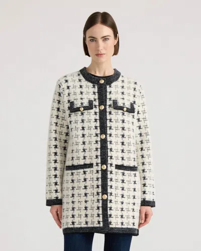 Nvlt Women's Eyelash Vintage Plaid Jacket With Contrast Edge In White