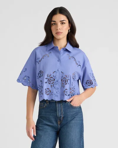 Nvlt Women's Eyelet Camp Shirt In Blue