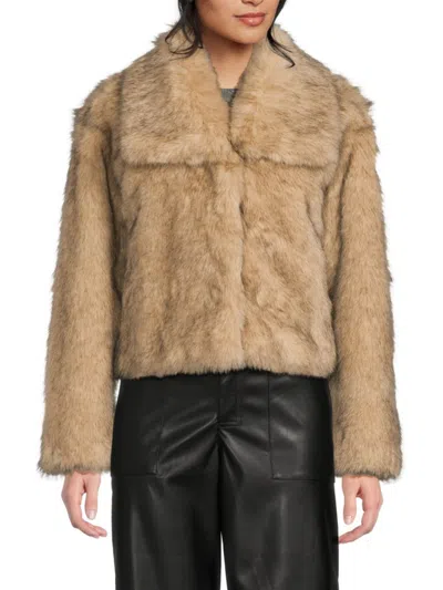 Nvlt Women's Faux Fur Hook-front Jacket In Brown