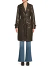 Nvlt Belted Faux Leather Trench Coat In Brown