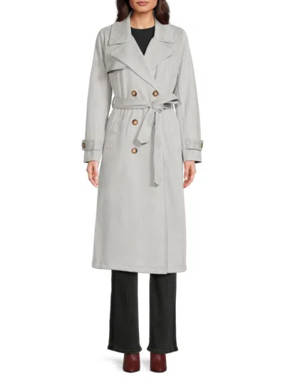Nvlt Women's Faux Suede Trench Coat In Gray