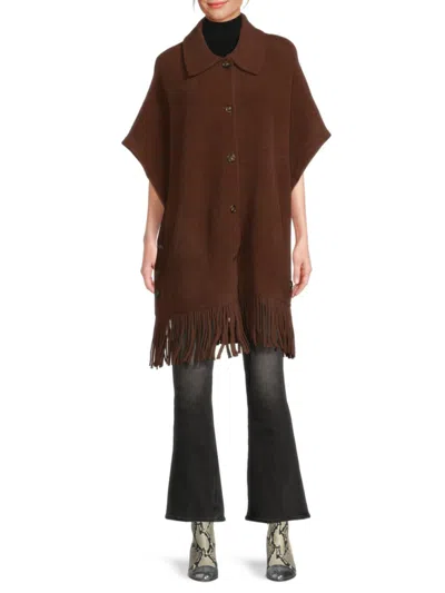 Nvlt Women's Fringe-hem Cape In Brown
