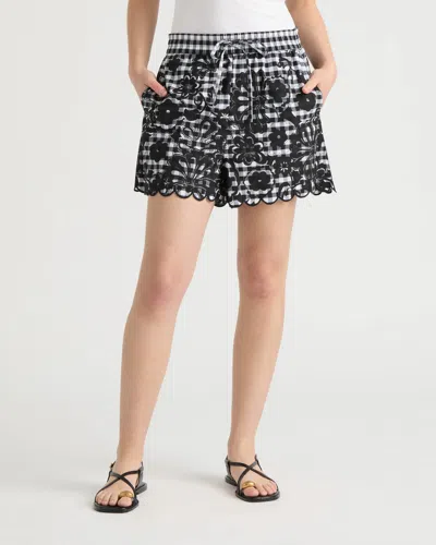 Nvlt Women's Gingham Scallop Hem Short In Black