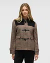 Nvlt Women's Houndstooth Contrast Faux Wool Pea Coat In Brown