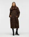 Nvlt Faux Fur Longline Coat In Burgundy