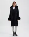 Nvlt Faux Fur Trim Longline Sweater Coat In Black