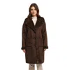 Nvlt Faux Fur Trim Faux Suede Jacket In Brown